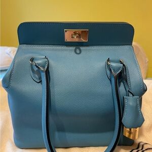 Hermes Blue Leather Top-Handle Women's Bag - Toolbox20